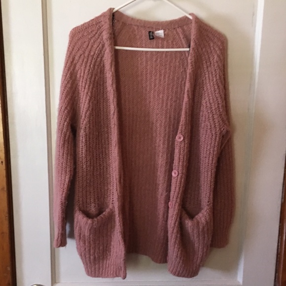 dusty rose cardigan sweater
